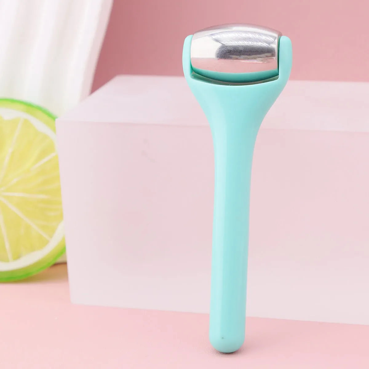 Ice roller eye cream stick cold compress instrument with stainless steel or silicone head on 8cm stick