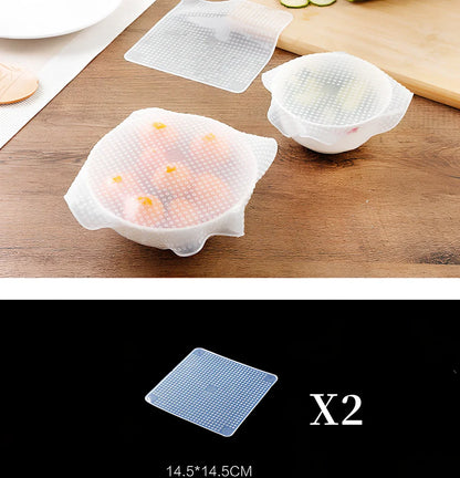 Food grade silicone stretch cling film covering bowl showing stretch capability and seal