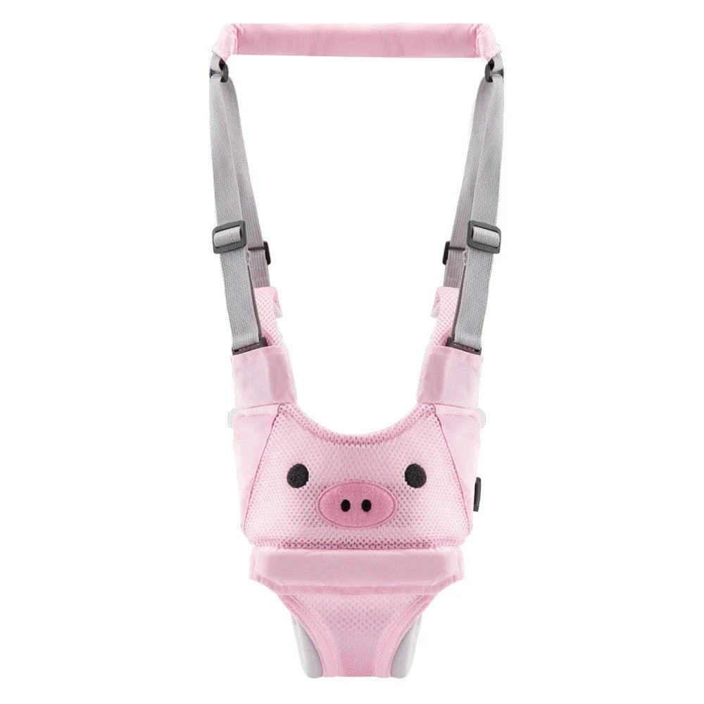 Hands-free baby walking assistant with adjustable lift and pull features for supporting your little one's first steps