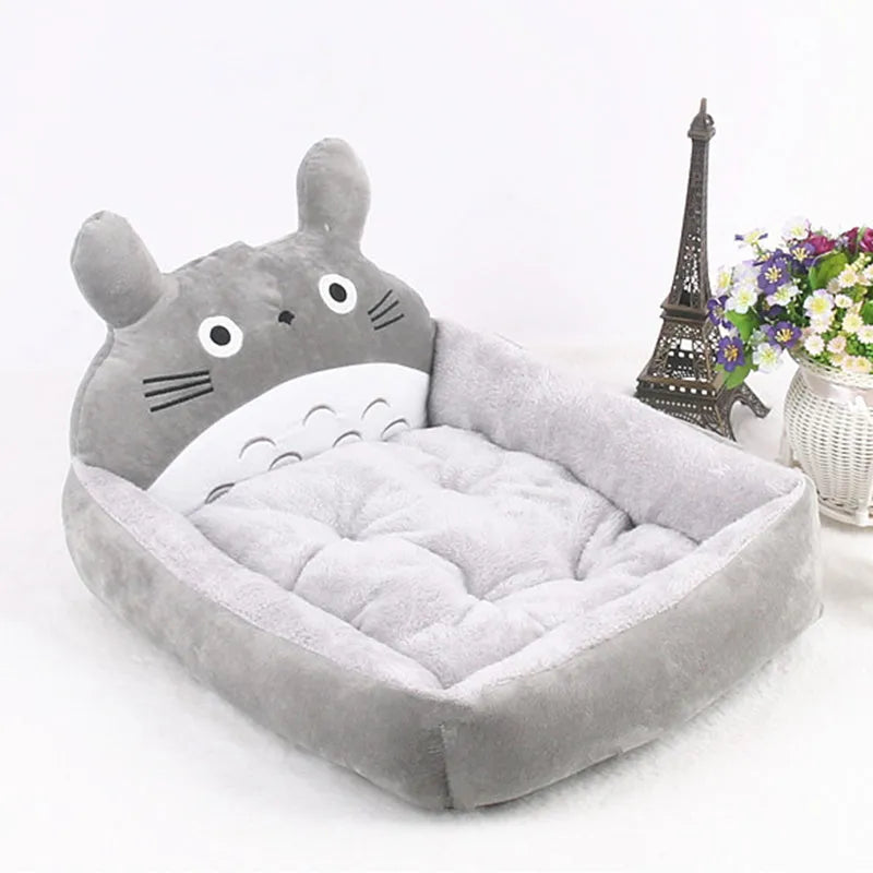 Washable plush pet bed for small dogs and cats in cartoon sofa design with multiple colour options