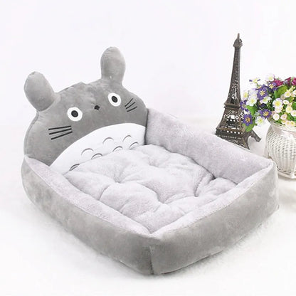 Washable plush pet bed for small dogs and cats in cartoon sofa design with multiple colour options