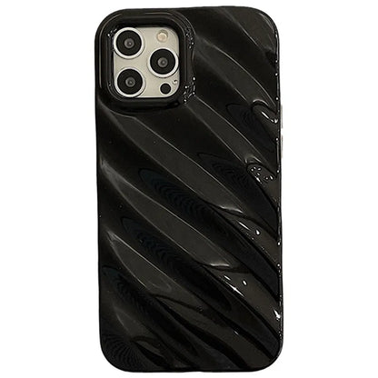 Simple pleated silicone iPhone case with electroplated laser detailing in black colour