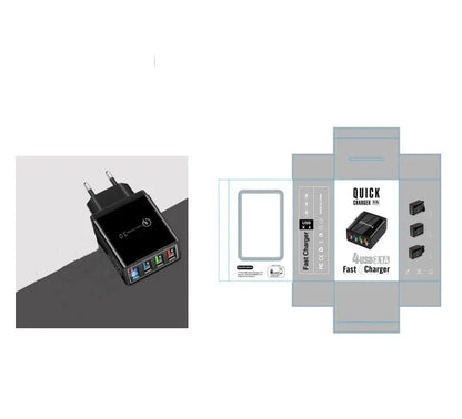 Powerful 4-Port USB Wall Charger with Quick Charge 3.0 for Phones and Tablets