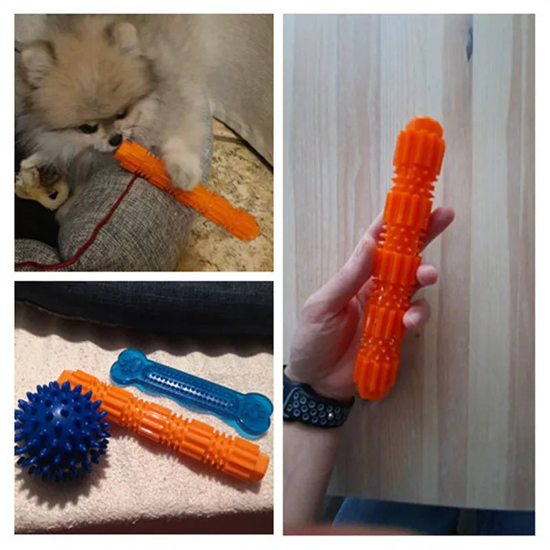 Green and orange rubber dog chew toy with treat dispensing compartment for aggressive chewing dogs