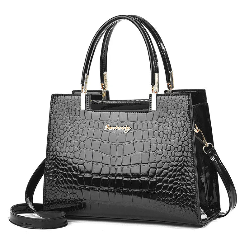 A medium-hard PU leather one-shoulder handbag in a horizontal square shape, shown in multiple colour options.