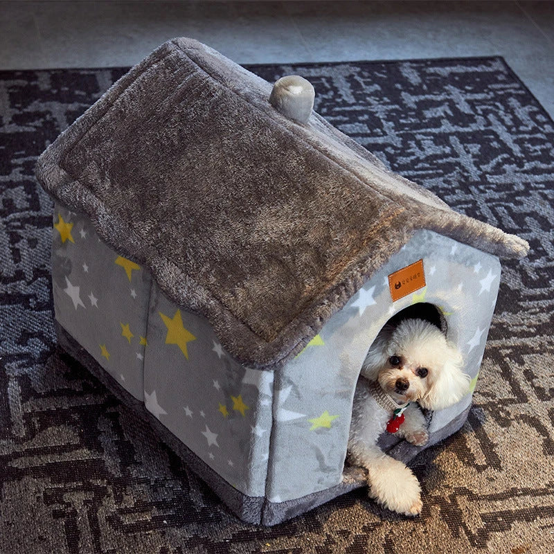 Cozy and Foldable Pet Bed for Dogs and Cats: Premium Synthetic Fur, Self-Warming, and Non-Slip Design