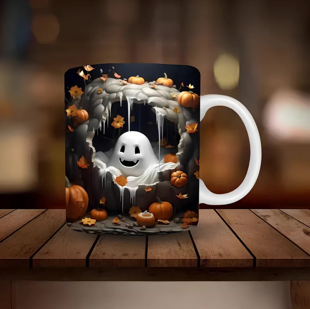 Halloween pumpkin ceramic coffee mug with 350ml capacity and festive design