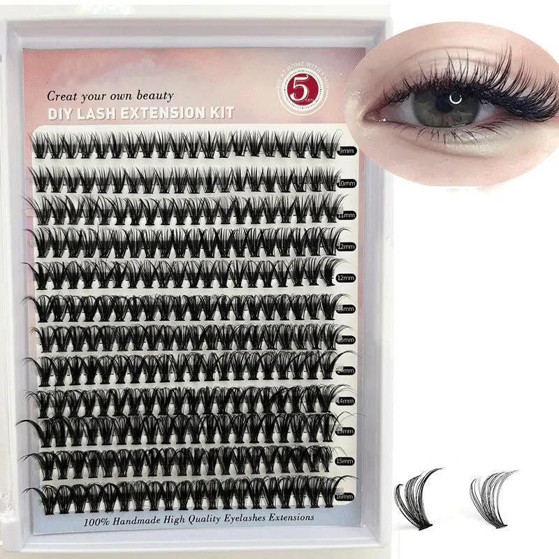 DIY mixed pack of 30D and 40D false cluster eyelashes with tweezers