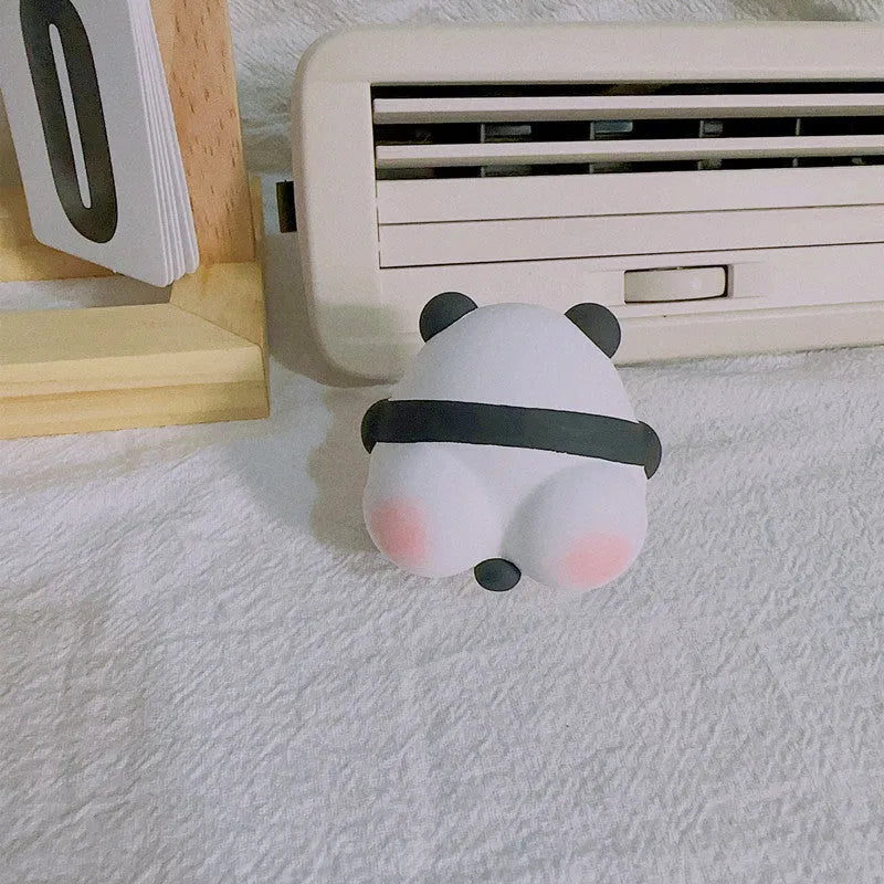 Cute panda car air freshener vent clip in three designs: back panda, flower panda, and milk tea panda