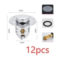 Copper core bouncing washbasin drain plug with universal 1.1-1.5 inch head in metallic finish
