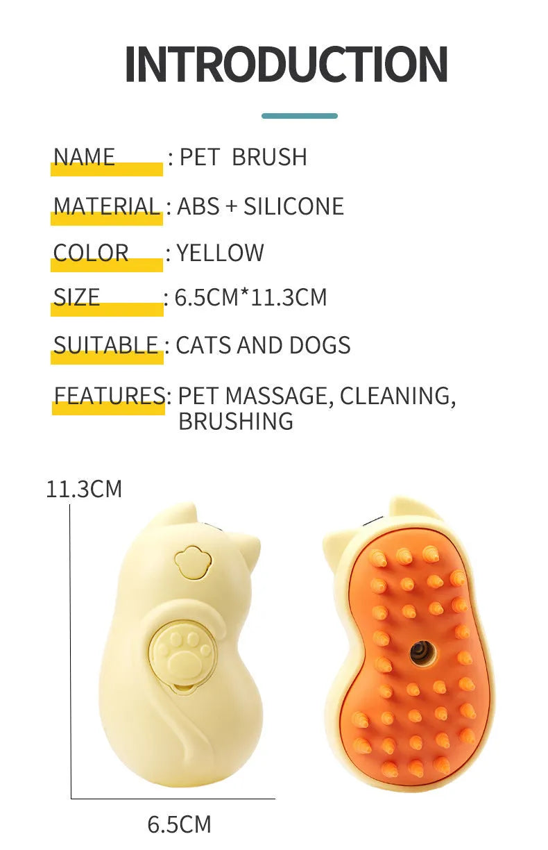 Yellow disposable pet massage and hair removal comb for cats and dogs.