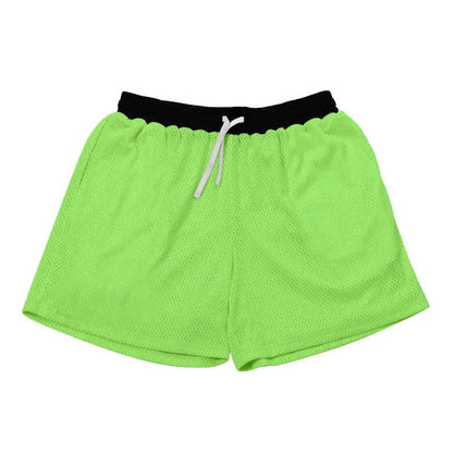 Men's black mesh athletic shorts with quick-dry fabric for running and fitness training