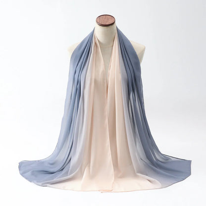 Long chiffon scarf for women in various colours, showing lightweight fabric and 175cm length