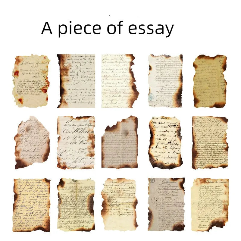 Sugar Poem burnt fragments paper set showing irregular shaped retro pieces in various themes