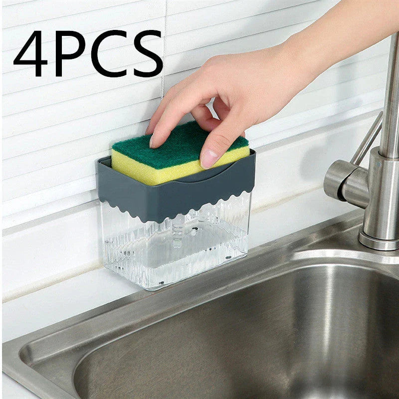 Stylish 2-in-1 sink caddy with liquid soap dispenser for streamlined kitchen organisation