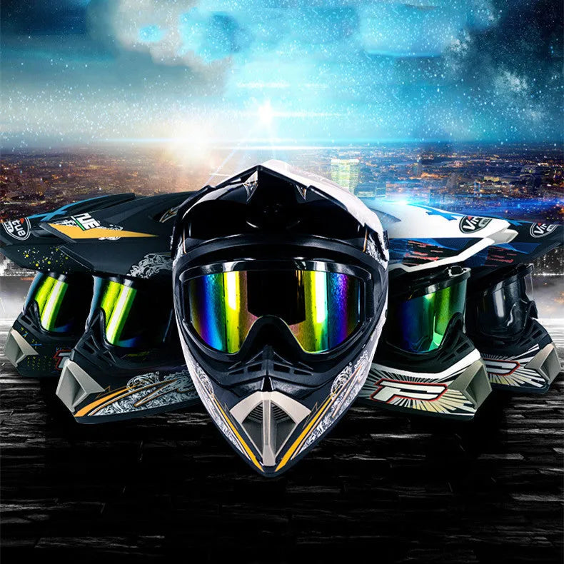 Adult cross-country karting and motorcycle helmet in ABS, shown in Bright Black Green Boy colour.