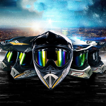 Adult cross-country karting and motorcycle helmet in ABS, shown in Bright Black Green Boy colour.