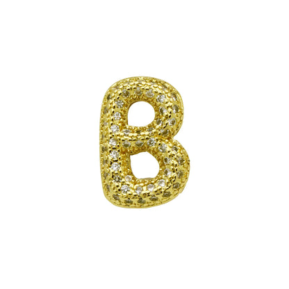 Retro copper bracelet with a letter 'A' charm featuring micro inlaid zircon, shown in a gold finish.