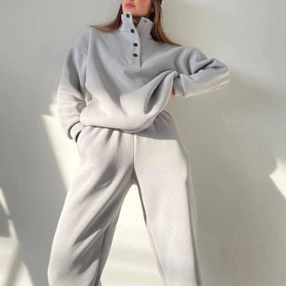 Cozy Casual Oversized Pullover & Pant Set in White, Gray, and Beige Colors