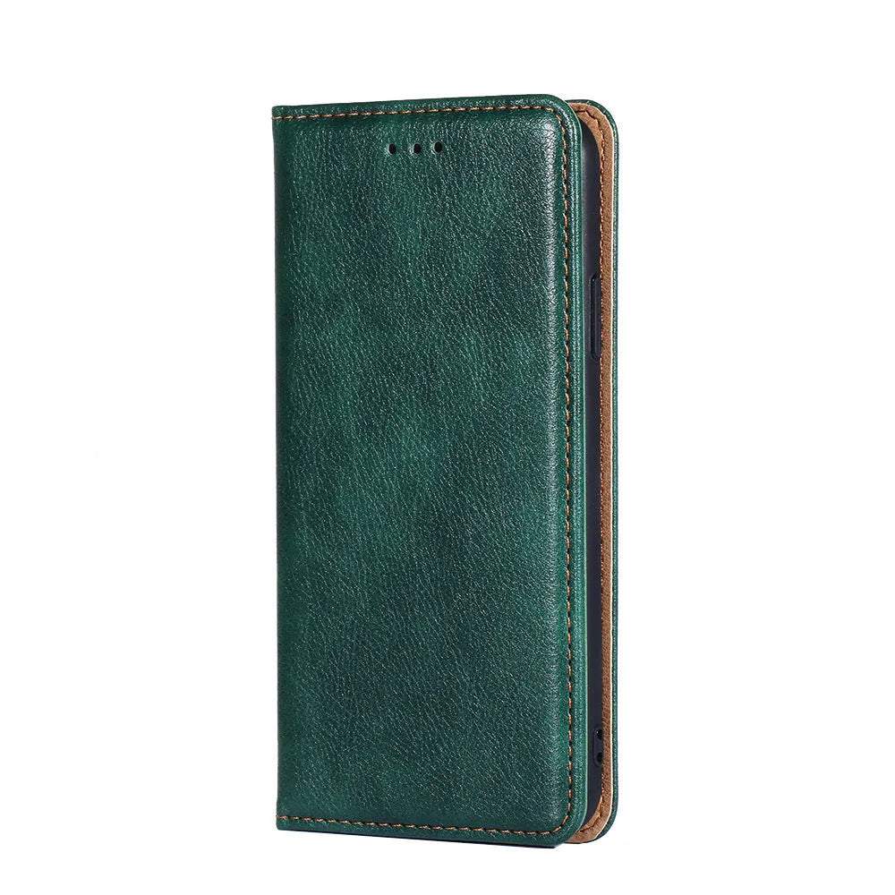 Magnetic leather PU flip phone case for Samsung Note and S Series with card slot and adjustable bracket