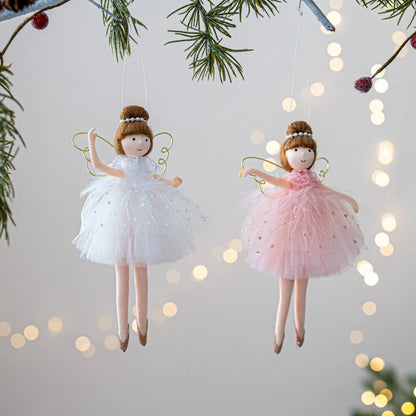 Pink and white cloth ballet girl angel plush doll pendant with modern design