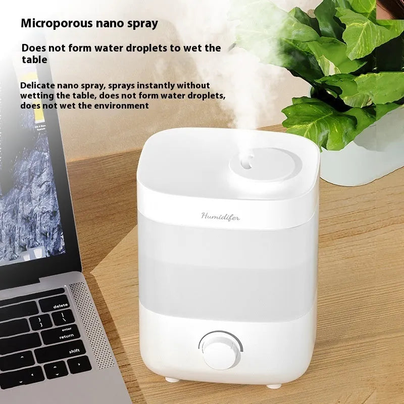 White plastic 2L humidifier with dual spouts, USB port, and night light