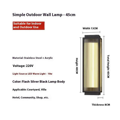 Stainless steel outdoor wall lamp for courtyard and garden lighting in four available sizes