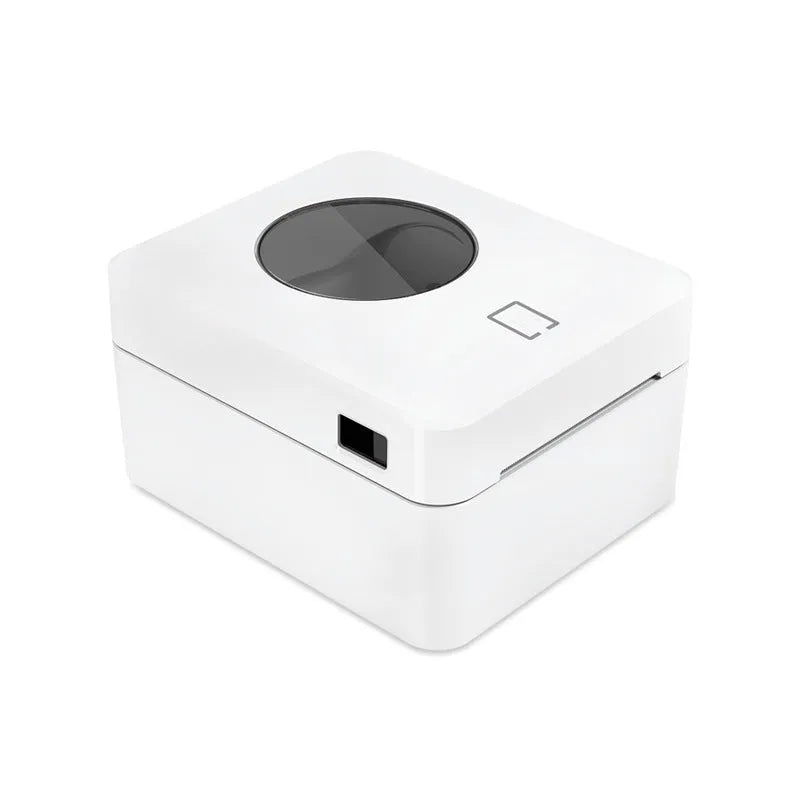 White thermal label printer with Bluetooth and USB connectivity for shipping labels
