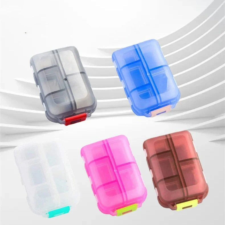 10-Grid Moisture-Proof Travel Pill Organizer in various colors