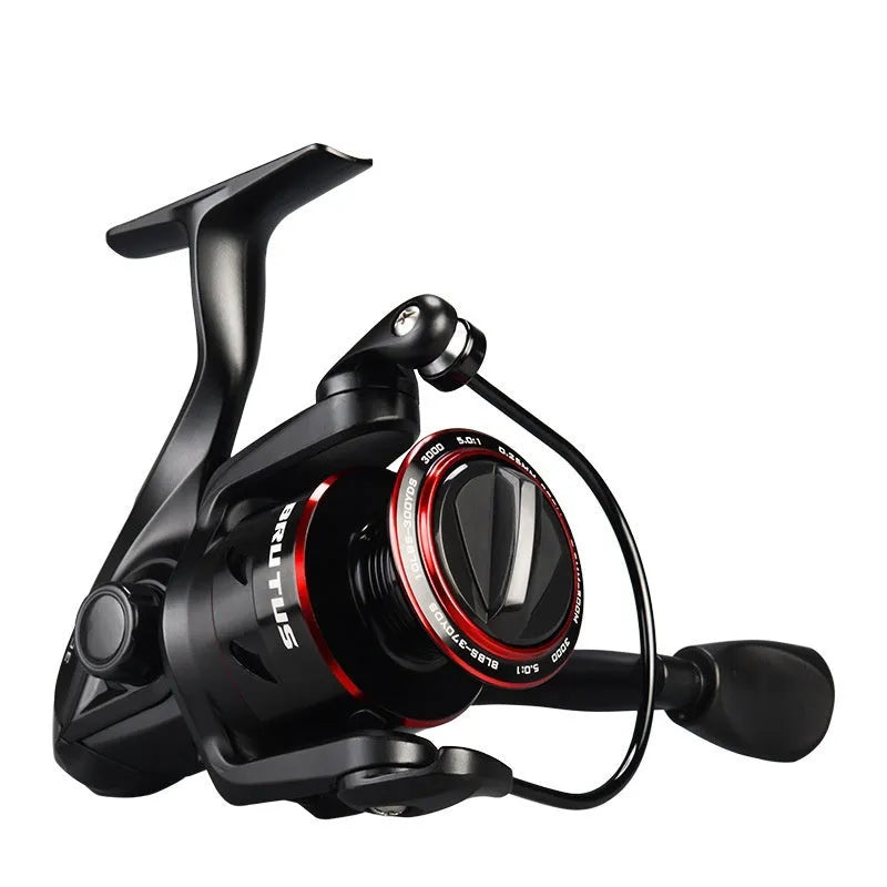 All-metal spinning fishing reel shown with series size options 2000, 3000, 4000, 5000.