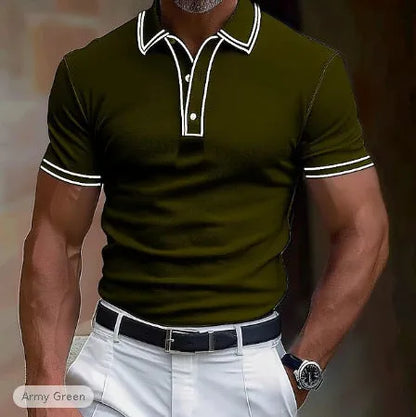 Men's loose striped summer t-shirt in polyester fabric with short sleeves for casual wear