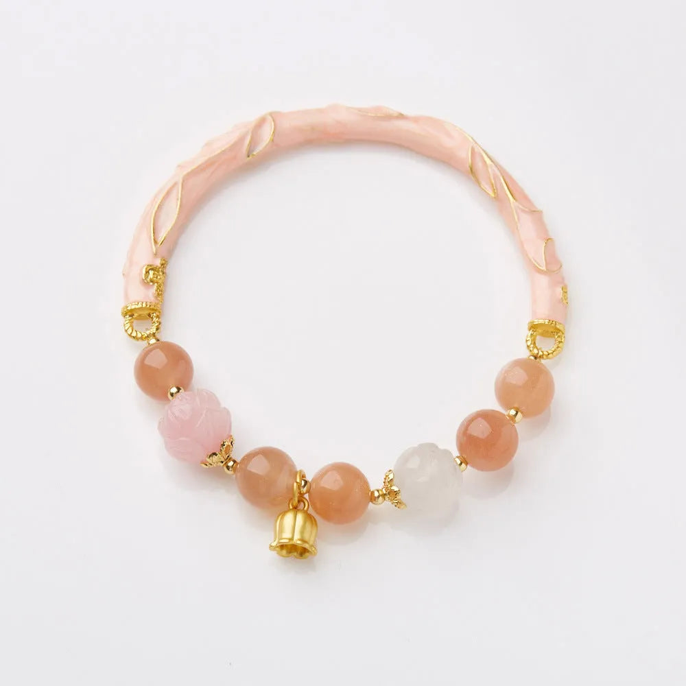 Half-life Liangyuan lily jade half bracelet with sunstone material and adjustable lace closure