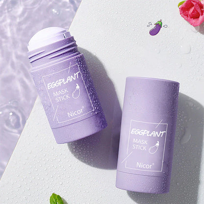 Purifying Green Tea & Eggplant Mud Mask for deep cleansing, oil control, and brightening skin