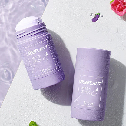 Green tea and eggplant clay mask stick with 40g content for deep cleansing and acne reduction