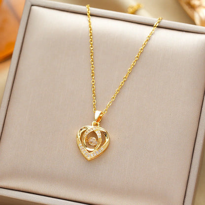 Elegant heart-shaped rhinestone clavicle necklace perfect for Valentine's Day gifts