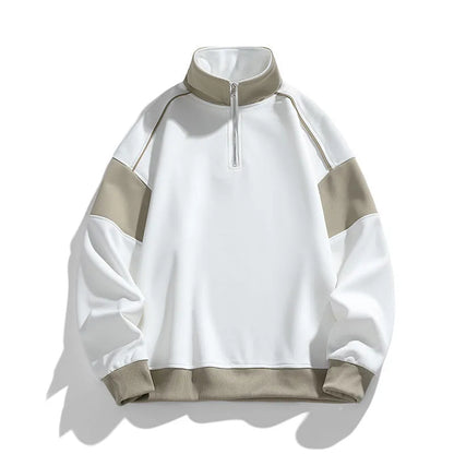 Men's rabbit fur corduroy hooded sweater with drop shoulders and loose lapels in beige colour