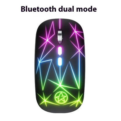 Wireless dual-mode Bluetooth gaming mouse with metal roller in star black finish alongside charging cable