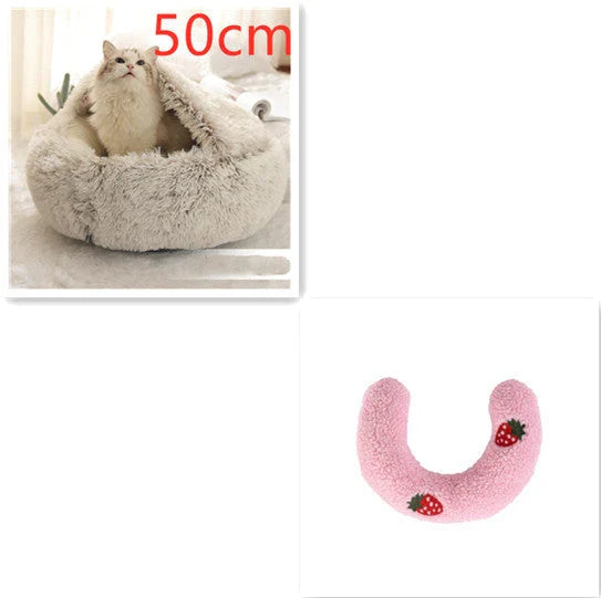 Cozy All-in-One Pet Bed in various colors and sizes, providing a plush and comfortable retreat for cats and dogs