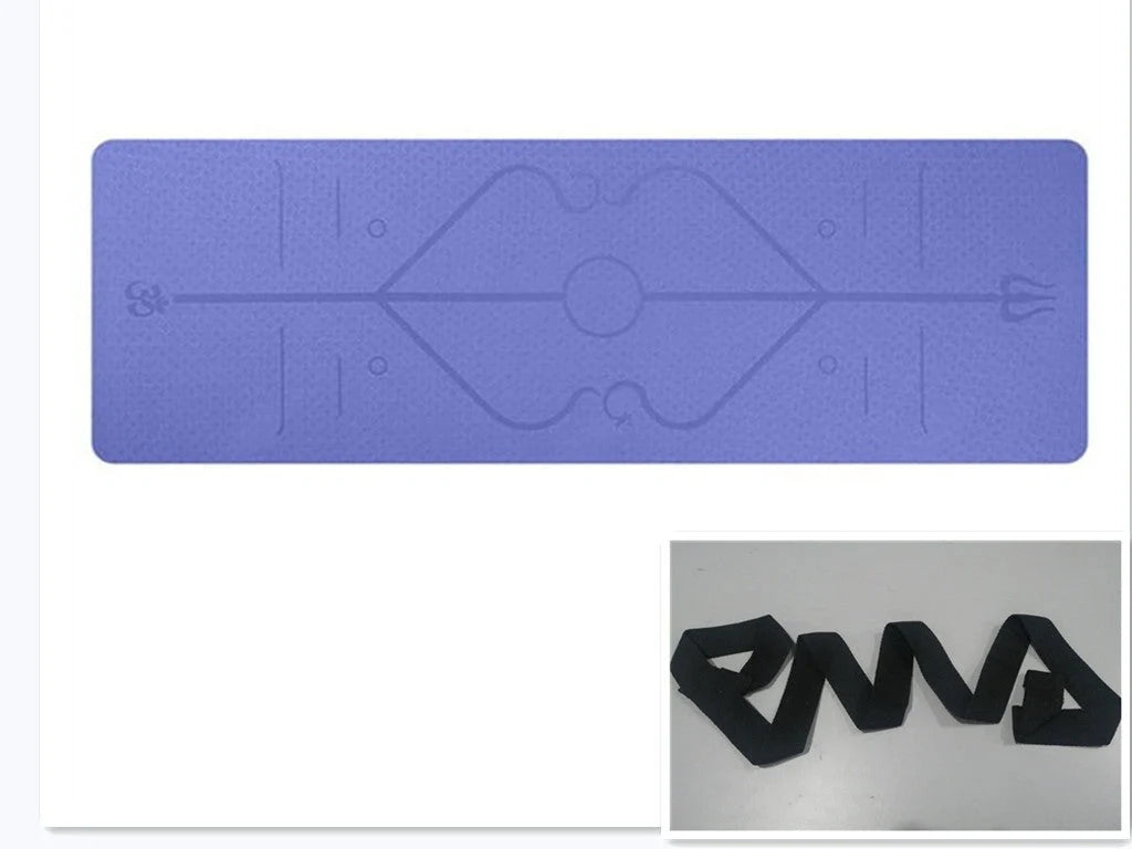 Eco-friendly non-slip TPE yoga mat with position lines for beginners