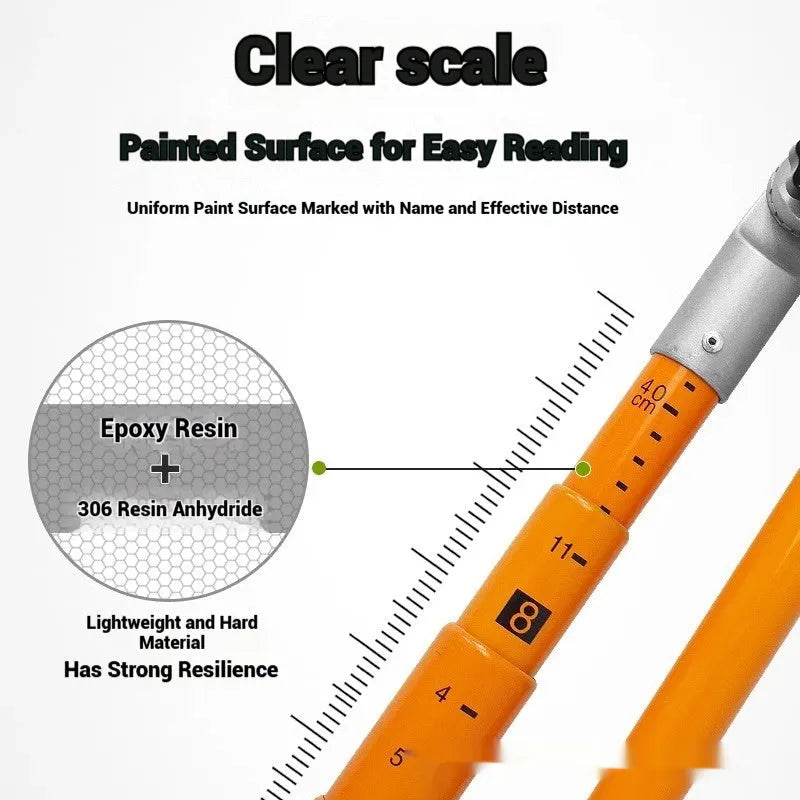 Cargo truck telescopic height measuring rod with glass fibre construction and measurement scale
