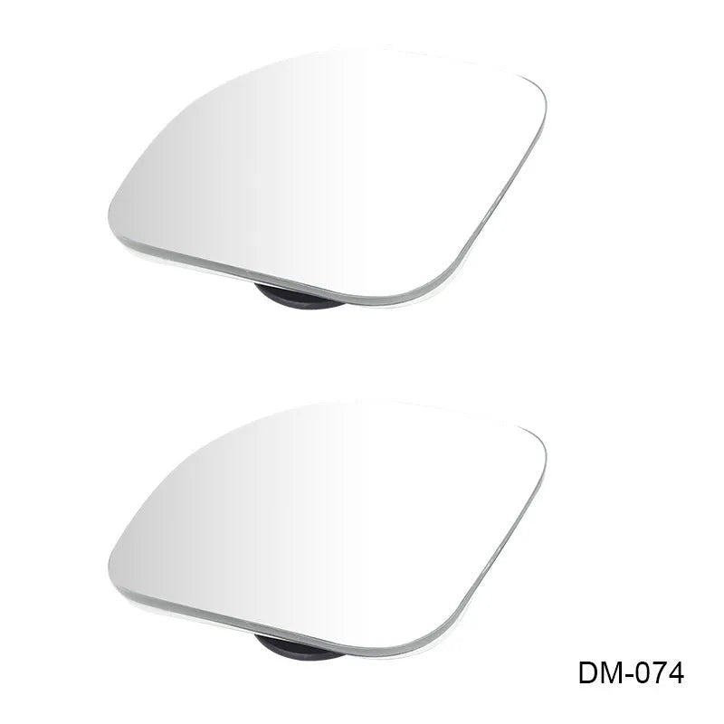 Glass adjustable blind spot rearview mirror with sponge adhesive backing for car installation.