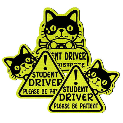 Set of three magnetic reflective stickers showing cat, panda, and duck designs with reflective printing