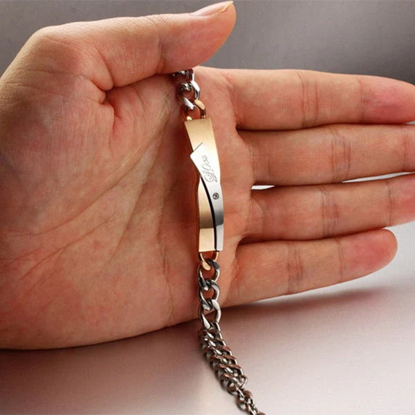 Stylish couple's cross-design stainless steel bracelets in various colours