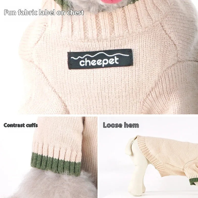 British style wool pet sweater with contrast colour two-leg design for dogs and cats