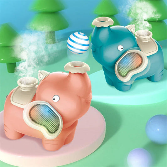 Elephant-shaped toy that blows bubbles, lights up, and plays music, creating a captivating and interactive playtime experience for children.