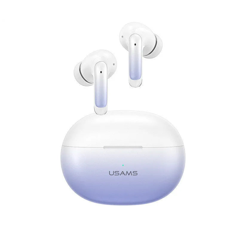 Wireless in-ear Bluetooth gaming headset in gradient blue colour with compact design