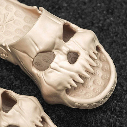 Stylish skull-themed slippers with a variety of color options for comfortable, versatile wear