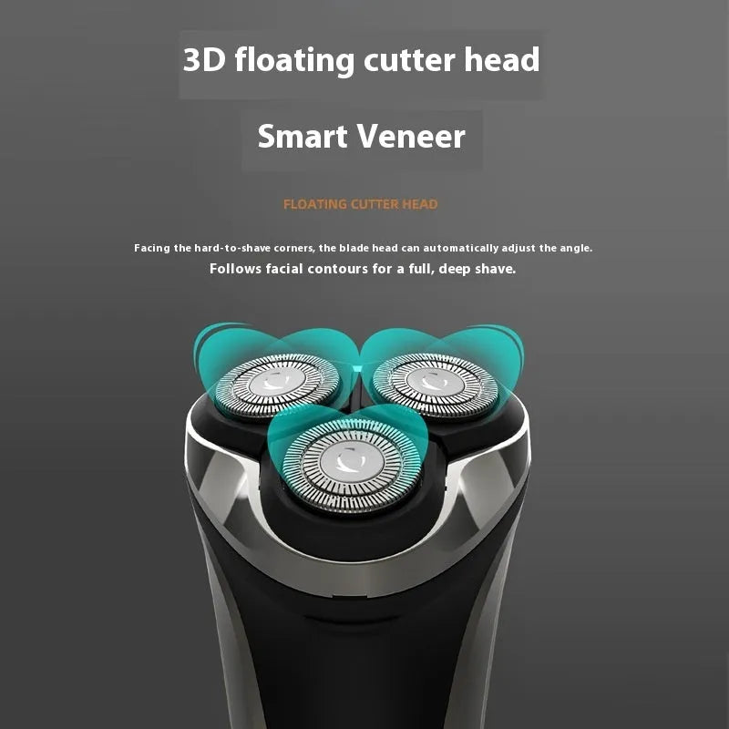 Gun colour floating head USB rechargeable electric shaver with digital display