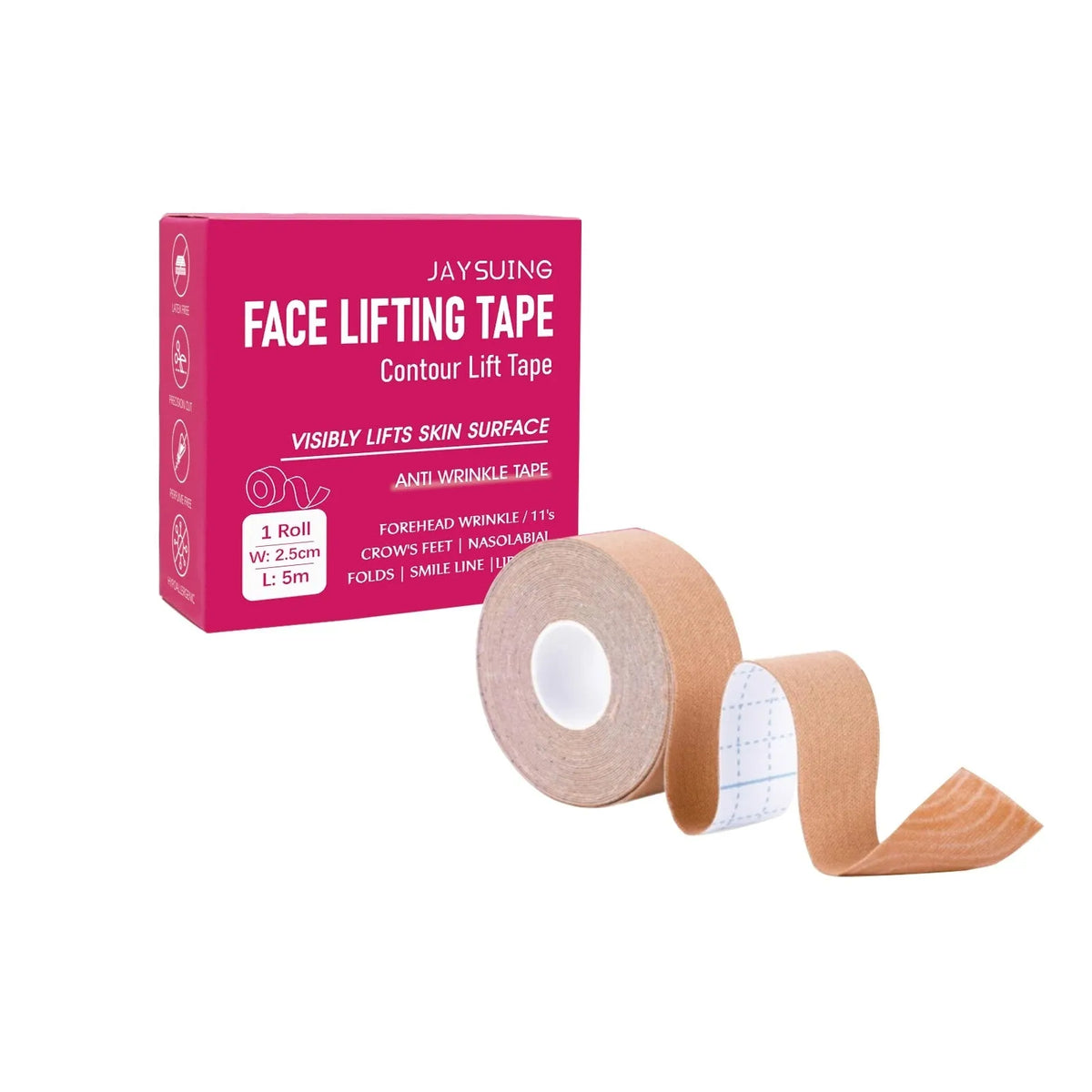 Roll of transparent hydrogel facial anti wrinkle lifting tape for forehead and brow application