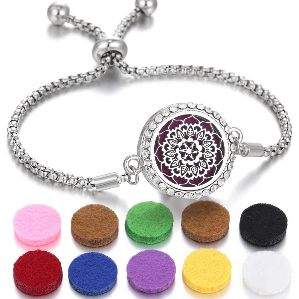 Kaleidoscope Aromatherapy Bracelet with essential oil diffuser locket in various designs
